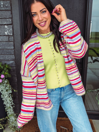 Happy Hour Cardigan-Fuchsia Mix