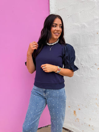 Monet Denim Top