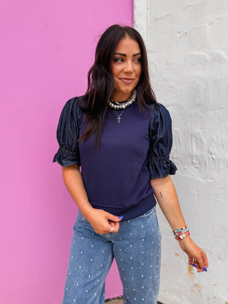 Monet Denim Top
