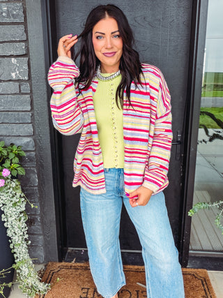 Happy Hour Cardigan-Fuchsia Mix
