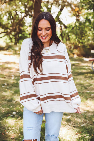 Thankful Sweater-Ivory/Taupe