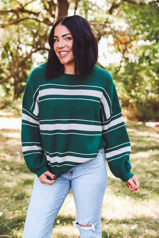 Thankful Sweater-Green/Grey