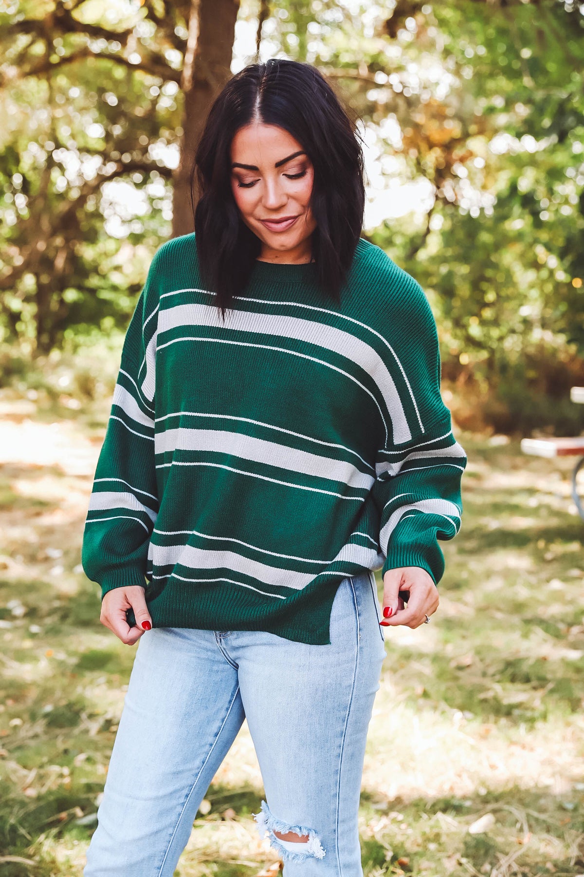 Thankful Sweater-Green/Grey