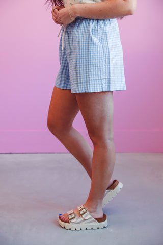 Charlotte Gingham Shorts-Blue