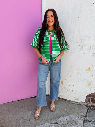 Favorite Layer Striped Cardigan-Green