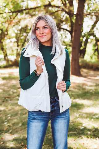 Kensie Puffer Vest-Ivory