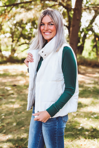 Kensie Puffer Vest-Ivory