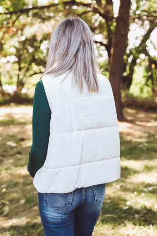 Kensie Puffer Vest-Ivory