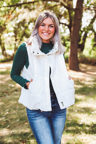 Kensie Puffer Vest-Ivory