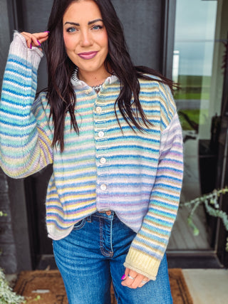 Rainbow Rush Cardigan-Lime Mix
