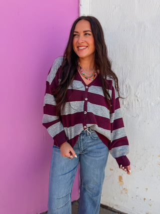 Kollins Striped Cardigan