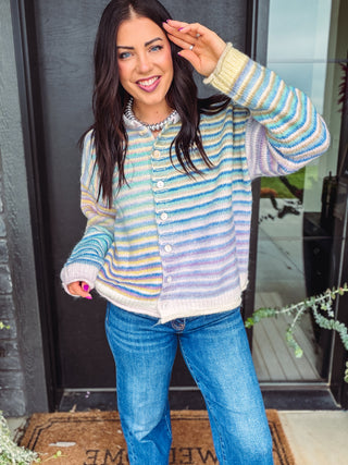 Rainbow Rush Cardigan-Lime Mix