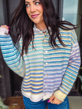 Rainbow Rush Cardigan-Lime Mix