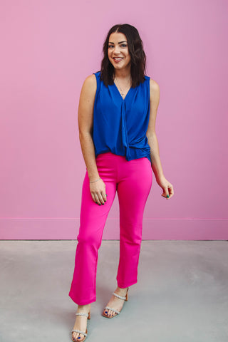 Kelsey Straight Leg Trousers-Hot Pink