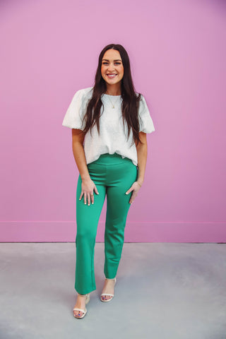 Kelsey Straight Leg Trousers-Kelly Green