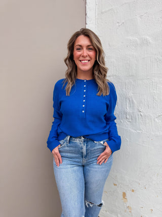 Kiara Henley Sweater-Blue