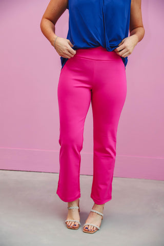 Kelsey Straight Leg Trousers-Hot Pink