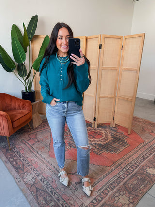 Kiara Henley Sweater-Teal
