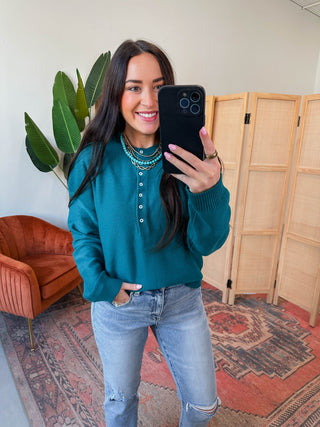 Kiara Henley Sweater-Teal