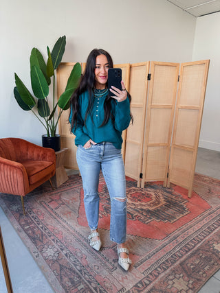 Kiara Henley Sweater-Teal