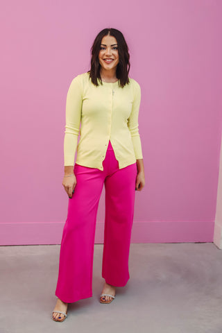 Amber Wide Leg Trousers-Hot Pink