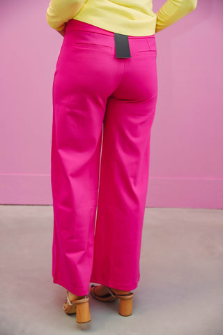 Amber Wide Leg Trousers-Hot Pink