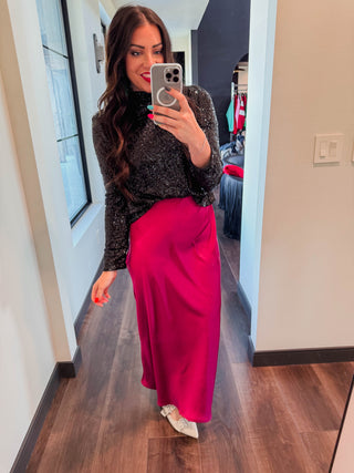 Camille Satin Maxi Skirt