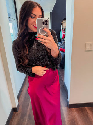 Camille Satin Maxi Skirt