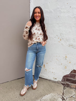 Francis Floral Sweater-Ivory