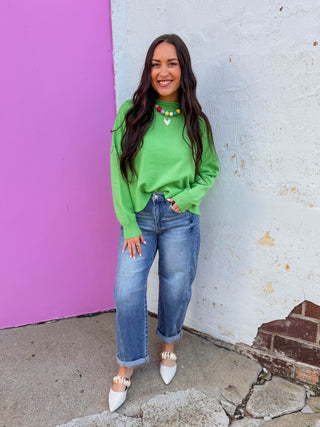 Ava Sweater-Apple Green