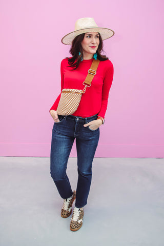 Karter Long Sleeve Top-Bright Red