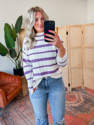 Josephine Striped Sweater-Purple