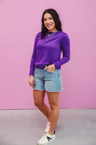 Karter Long Sleeve Top-Purple