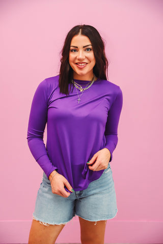 Karter Long Sleeve Top-Purple