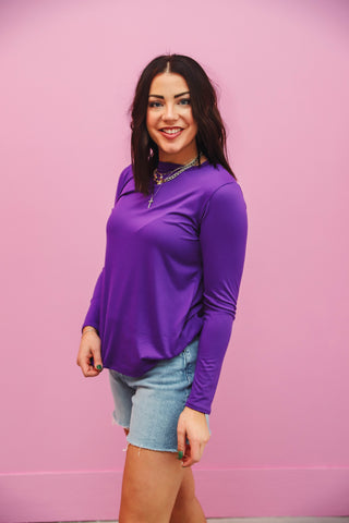 Karter Long Sleeve Top-Purple