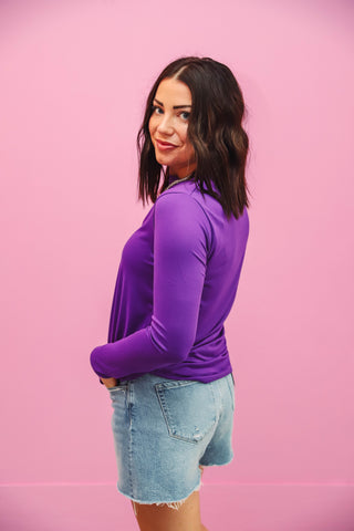 Karter Long Sleeve Top-Purple