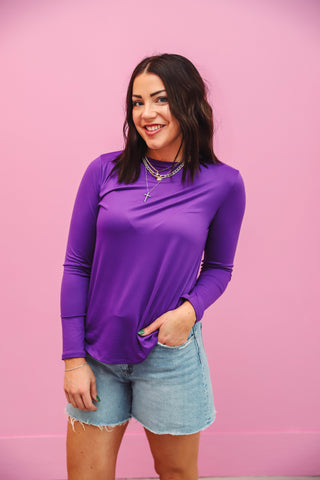 Karter Long Sleeve Top-Purple