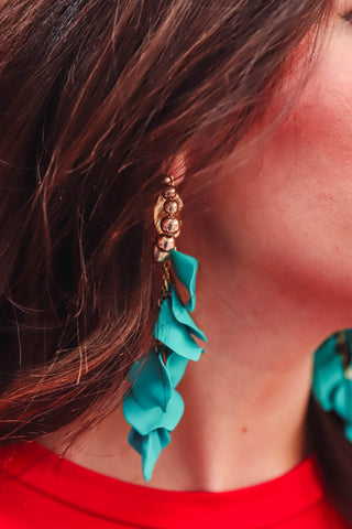 Dangle Petals Earrings-Turquoise