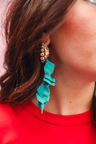 Dangle Petals Earrings-Turquoise