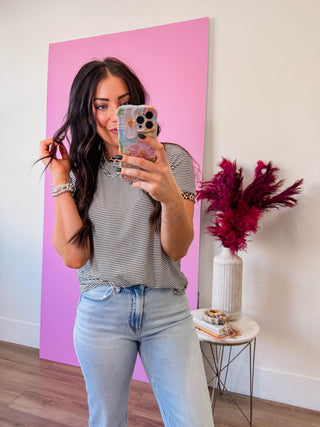 Claire Striped Top-Ivory/Leopard