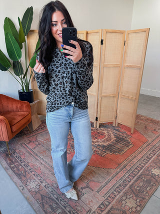 Brooklyn Leopard Cardigan-Charcoal