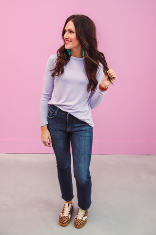 Karter Long Sleeve Top-Lilac