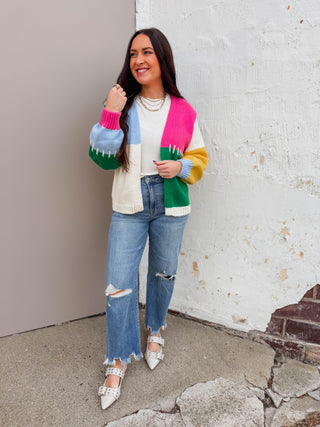 Jade Color Block Cardigan