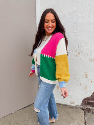 Jade Color Block Cardigan
