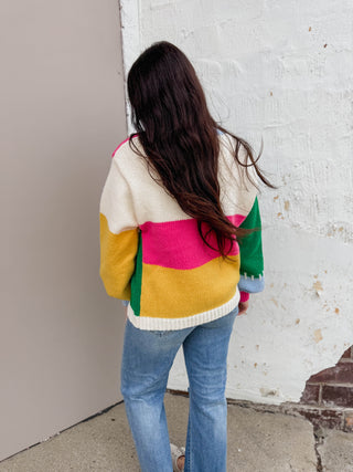 Jade Color Block Cardigan