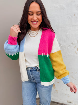 Jade Color Block Cardigan