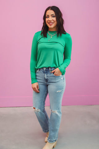 Karter Long Sleeve Top-Kelly Green