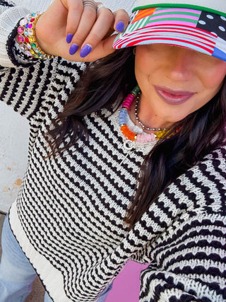 Britt Striped Sweater-Black