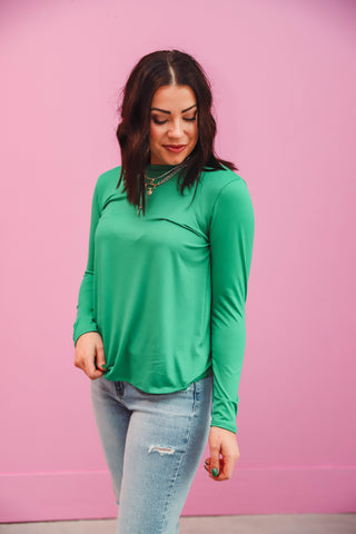 Karter Long Sleeve Top-Kelly Green