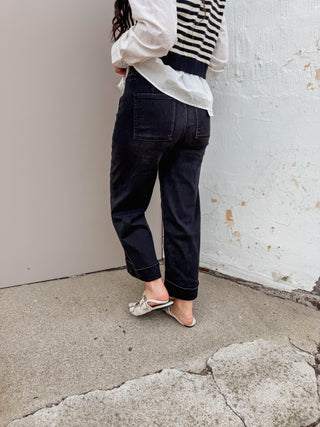 Blakely High Rise Wide Leg Denim-Black